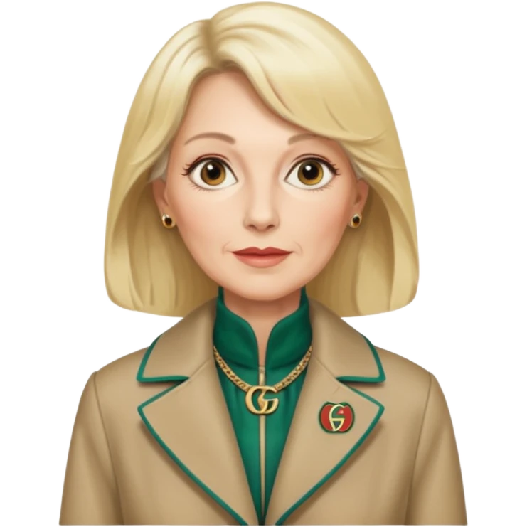she is about 65 years old with blond hair, likes gucci, is a phd in cardiology and she does not wear glasses or a lab coat or carry a stethoscope but wears gucci coats emoji