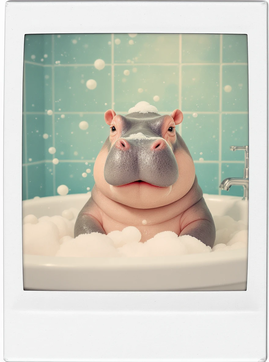 happy hippo with bubbles in bathtub emoji