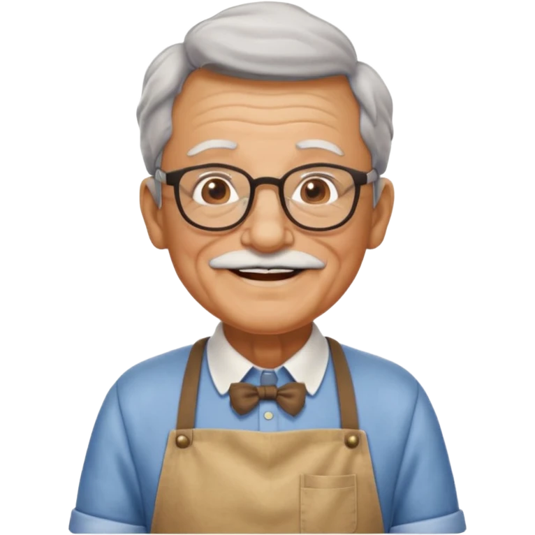 grandpa with apron, wearing glasses, focus status emoji