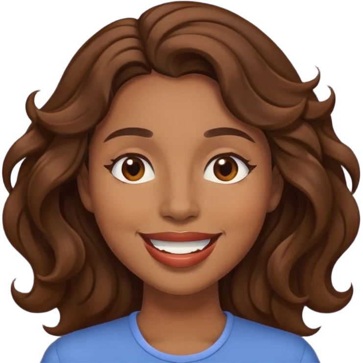 Make a Women with Brown Eyes, and Brown wavy hair, smile but with mouth closed emoji