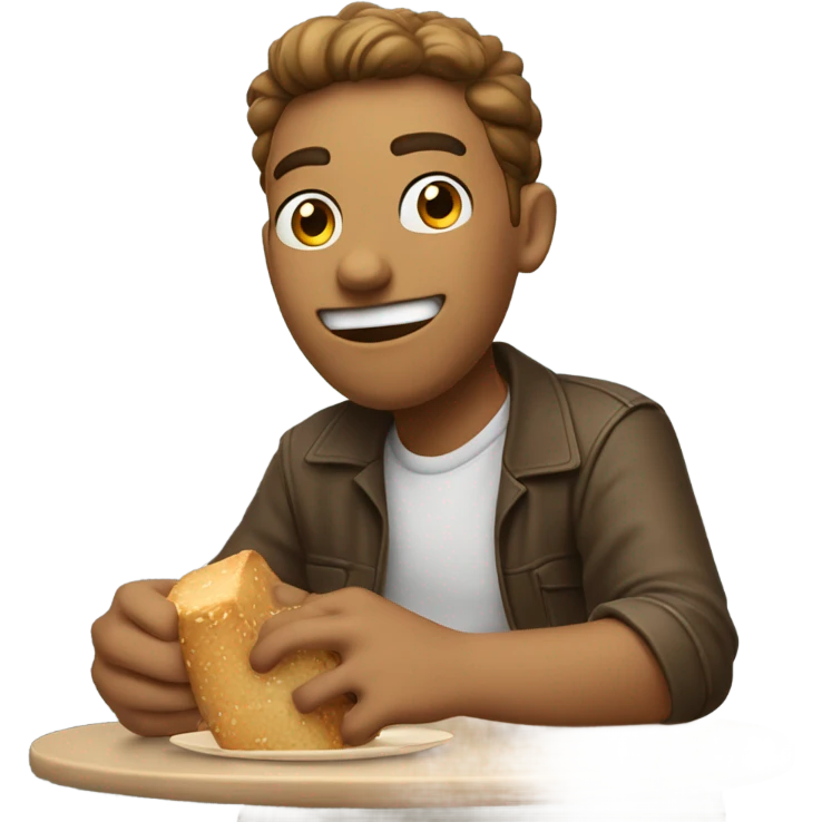 Guy eating rolls emoji