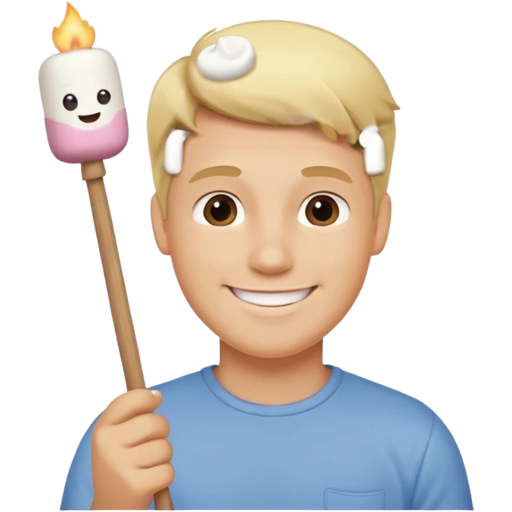 bşonde male holding marshmallow stick emoji