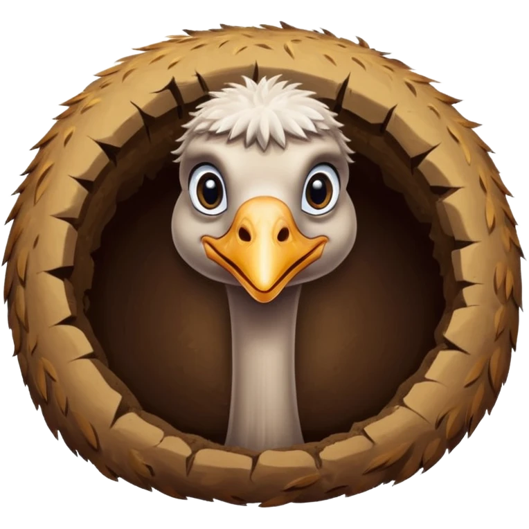 Ostrich with it's head inside a hole in the ground only it's body and neck visible emoji