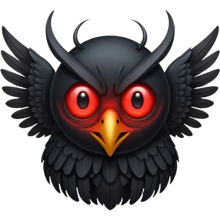 Create a scary emoji of the mothman with bright red eyes emoji
