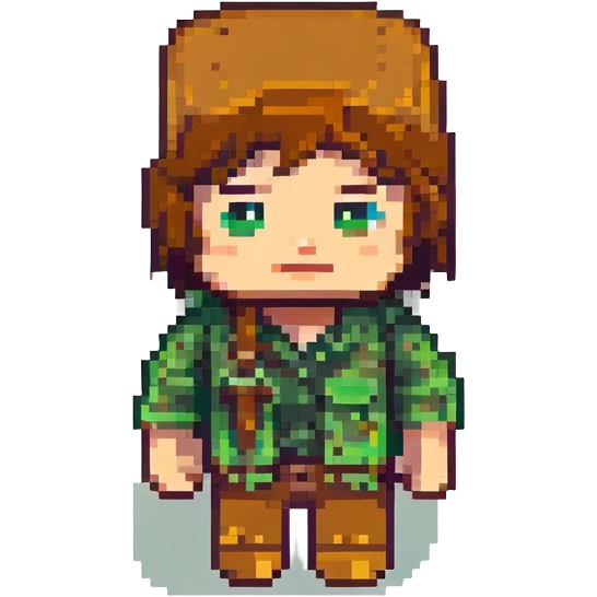 Minecraft support emoji, pixel art style, blocky, green and brown colors, inspired by Minecraft game emoji