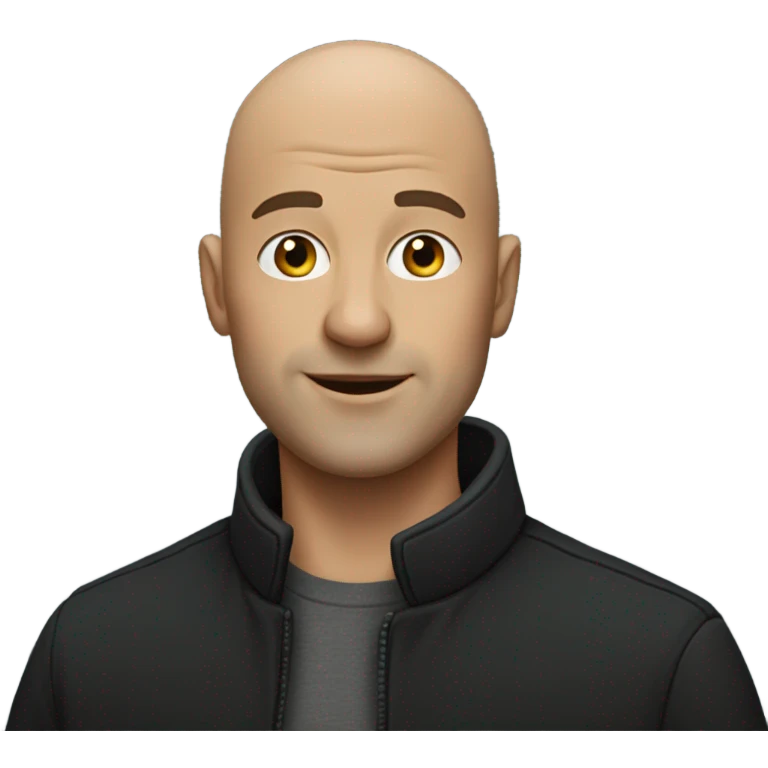 bald man in black jacket emoji