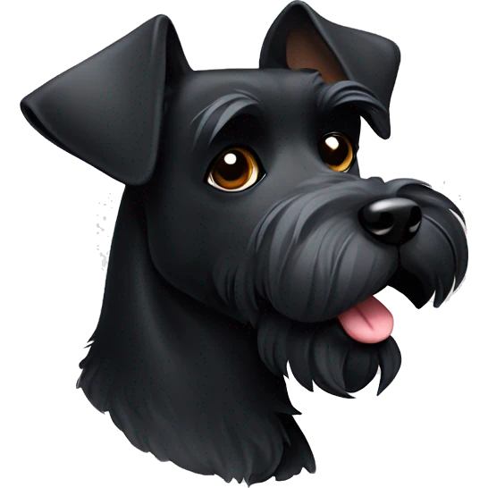 Black schnauzer with one ear up and the other one down emoji