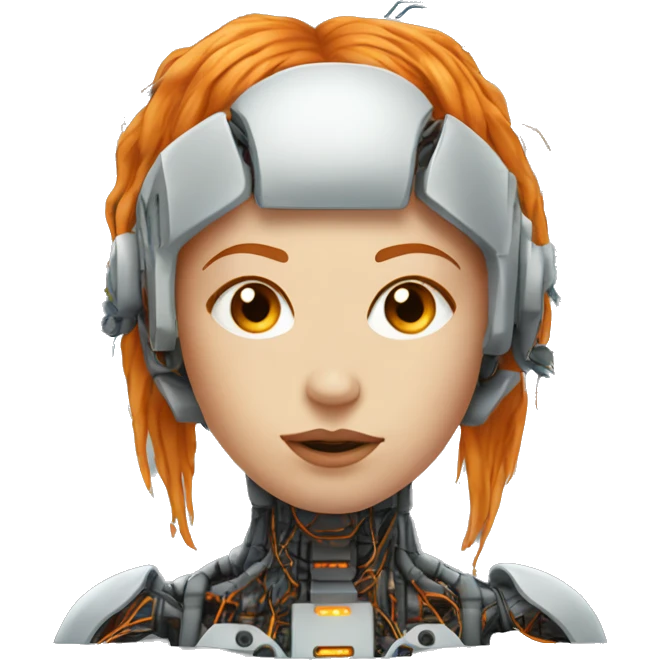 Head Female cyborg orange hair and circuits emoji