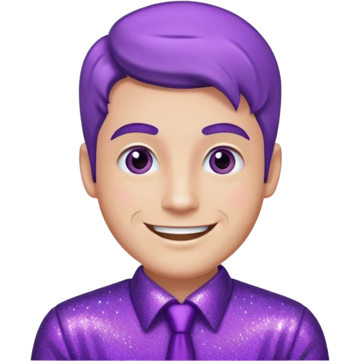 man office supervisor wearing glitter purple glittery clothes emoji