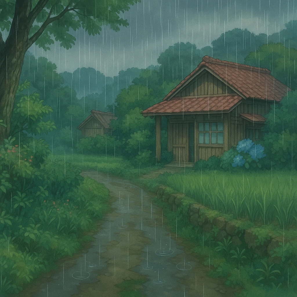rain, ghibli style emoji
