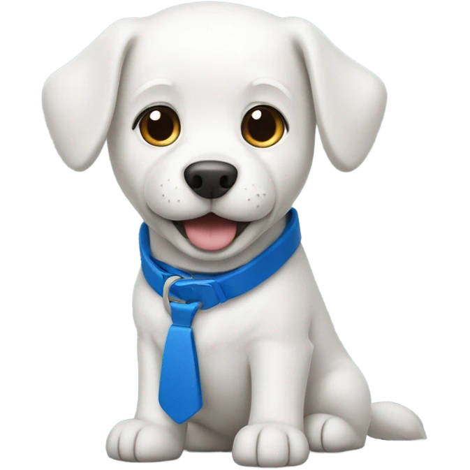 White dog with blue collar emoji