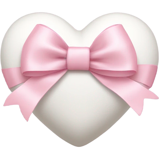 white heart with light pink ribbon bow emoji