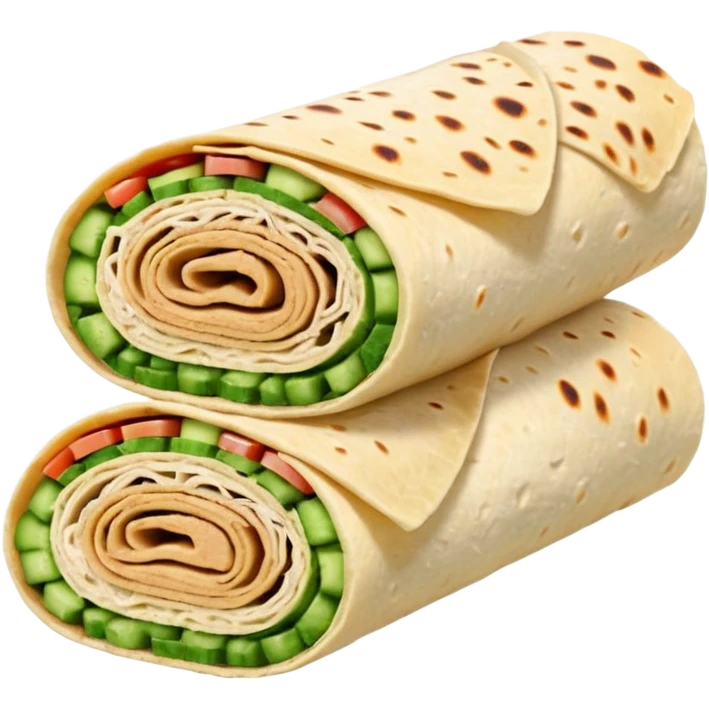 
Lavash roll with turkey, avocado sauce, cucumber emoji