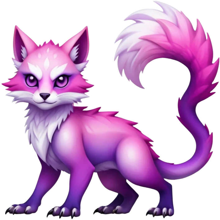 Cool Edgy Purple-pink-white-gradient ethereal badass Fionbri-Vernid-Trico-animal-creature full body emoji