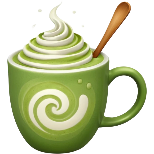 Ein  matcha Latte einer Schleife oben drauf emoji