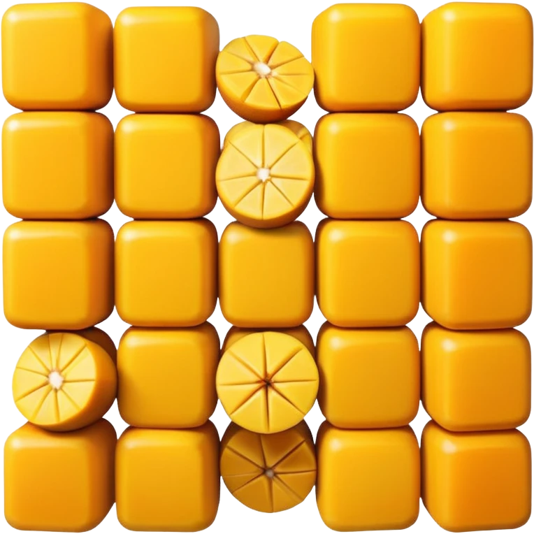 minimal mango cubes in a neat grid, flat design, bright yellow-orange, isolated, no face, no background, not cartoon emoji