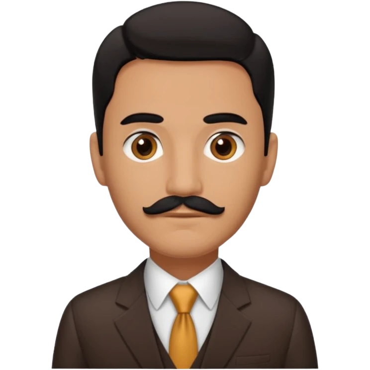 Jorge Palomino Y Cañedo with brown eyes, black hair and thin mustache, dark brown suit  emoji