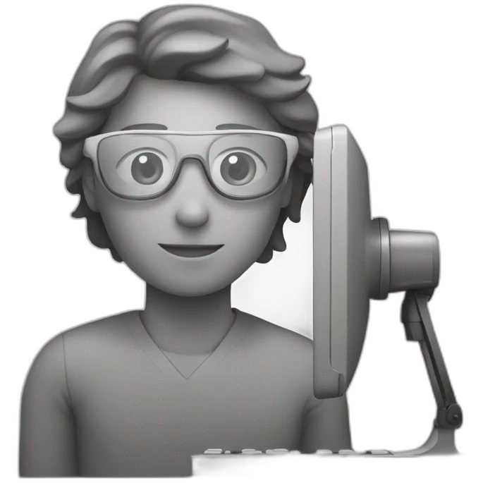 a person behind a computer in grayscale emoji