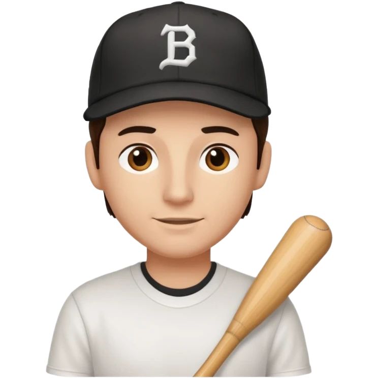 Male brunette movie producer black baseball hat white tshirt  emoji