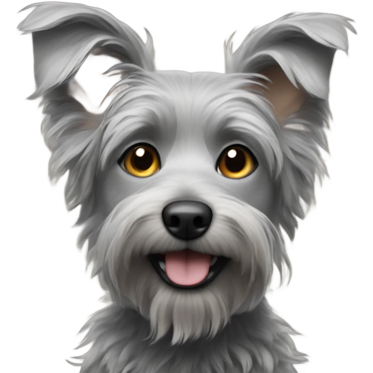 Gray, wiry haired dog with small ears emoji