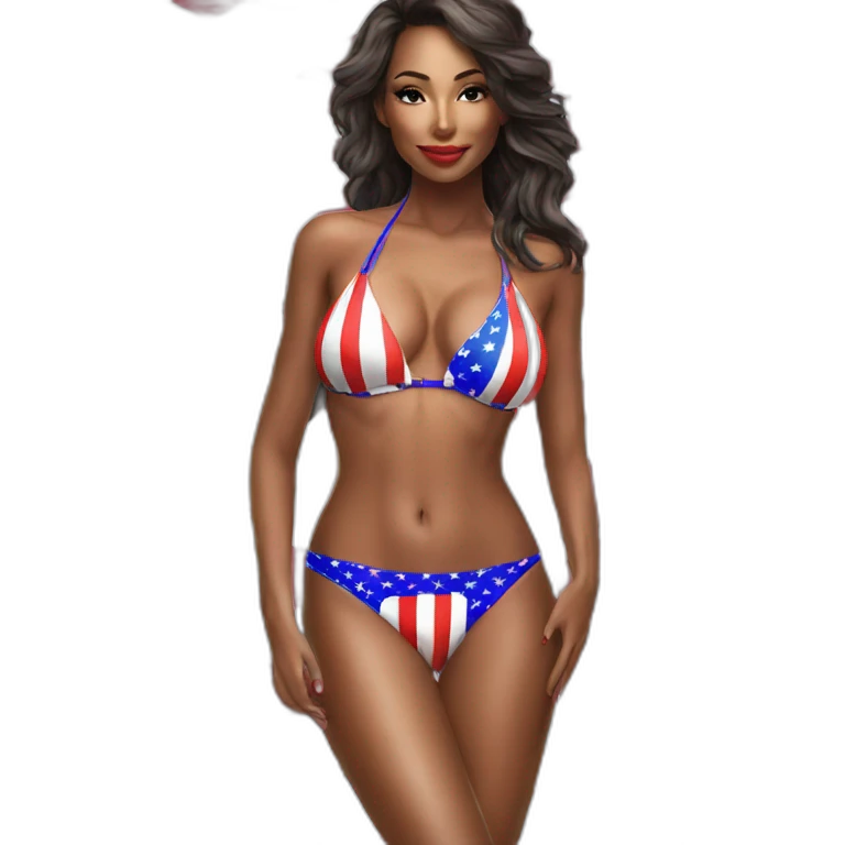 Sexy pose - woman wearing only American flag bikini poster emoji