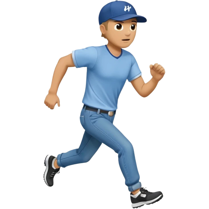 Man in plane clothes running after hyundai ionic emoji