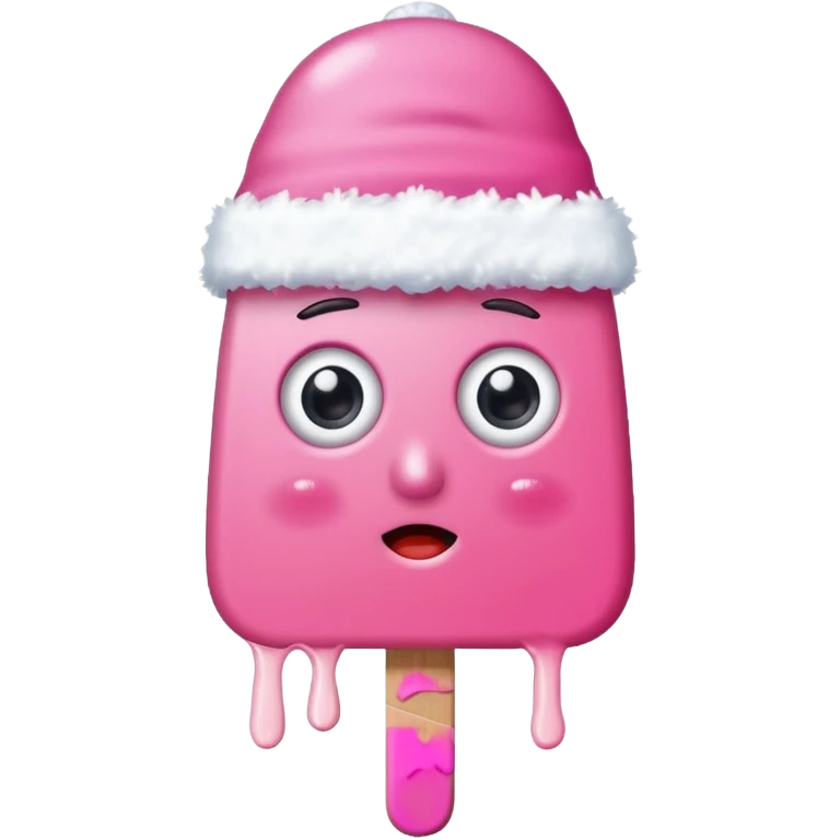 pink popsicle with eyes and snow hat emoji