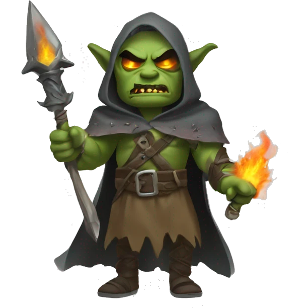 Orc weapon spirit with ghostly weapons, cloak with burning eyes, Halloween theme, emoji emoji
