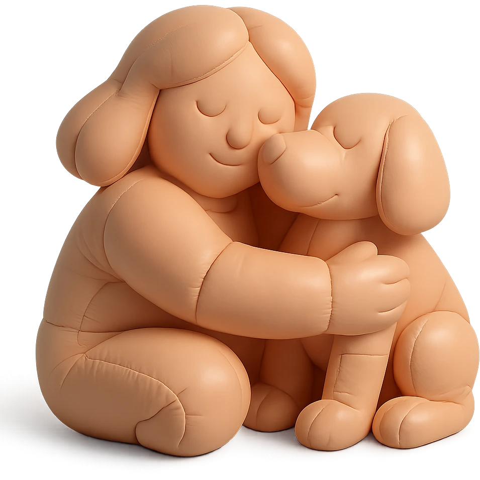 Woman hugging dog emoji