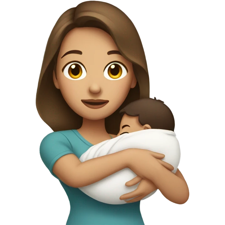 Light brunette mom with newborn boy emoji