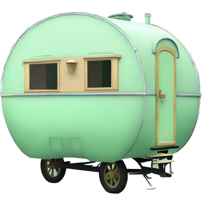 Realistic mint green vintage round gypsy caravan wagon camper emoji