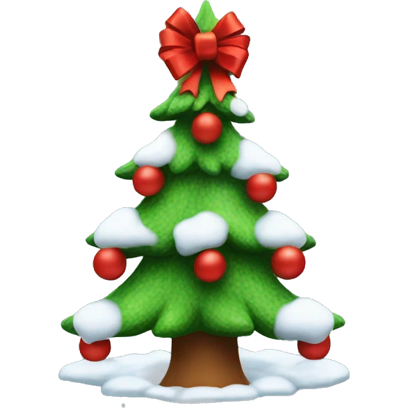 Christmas Tree with snow and red bows  emoji