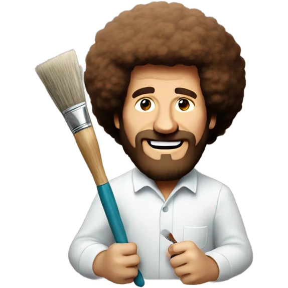 bob ross with a paintbrush thats covered in paint emoji