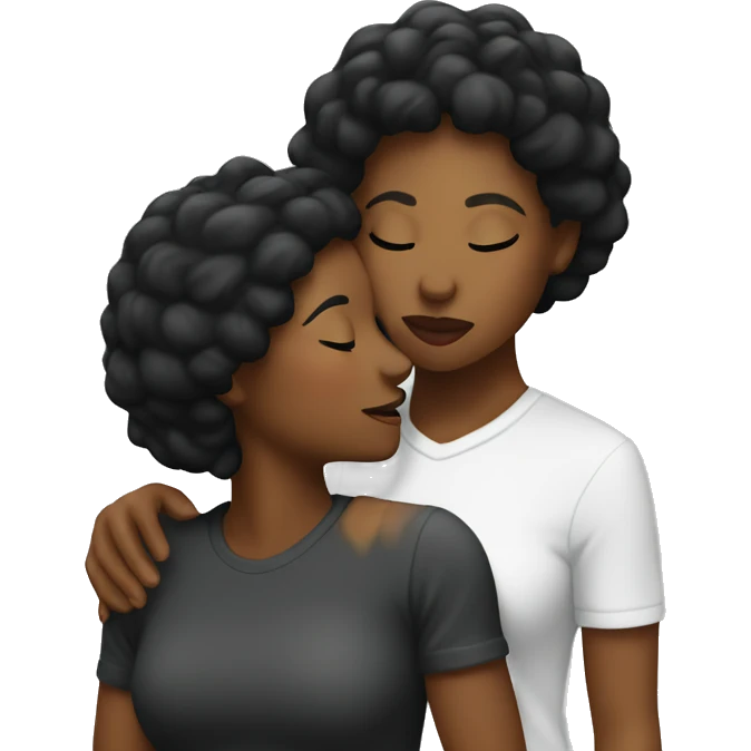 Black lesbians kissing  emoji