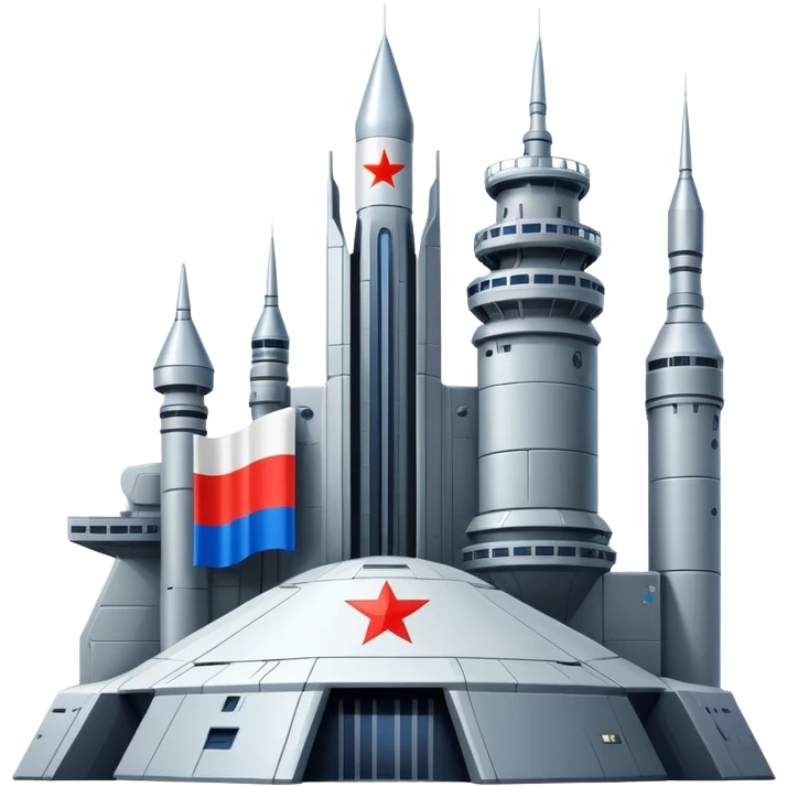 Enormous Russian space fortress with flag-inspired design elements emoji