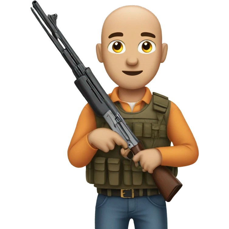 bald man with shotgun emoji