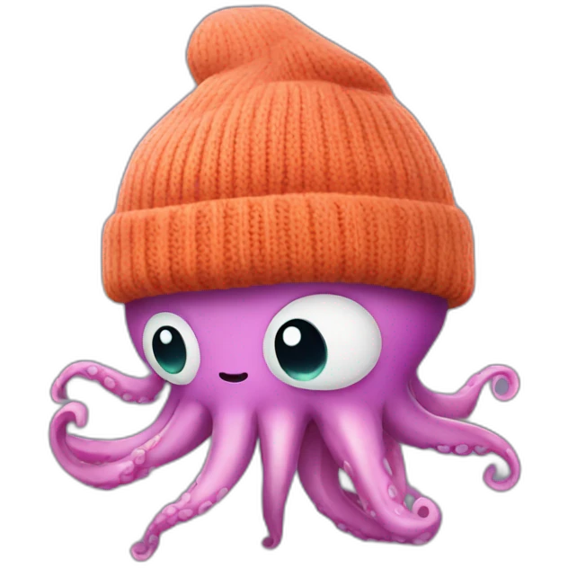 Squid wearing a beanie emoji