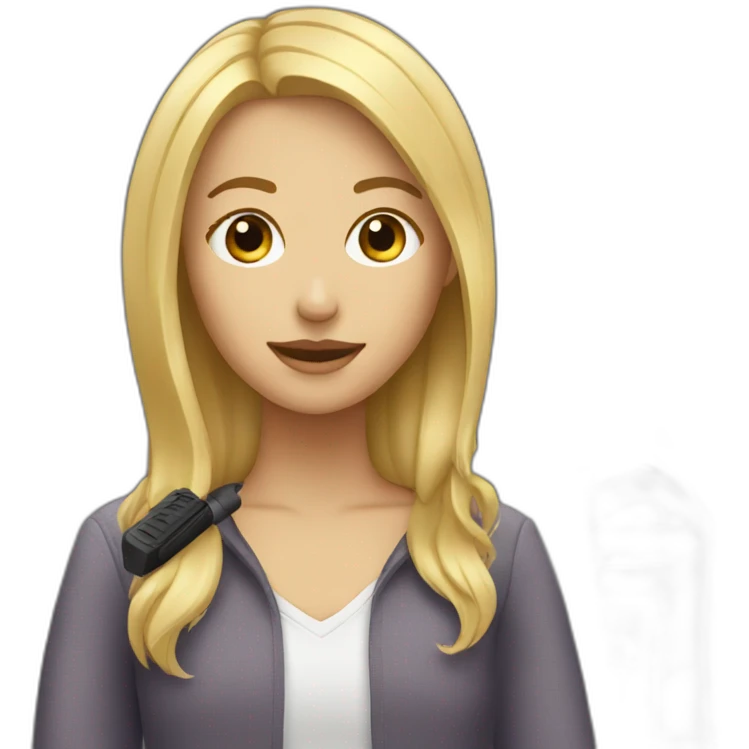 blonde girl with podcast microphone emoji
