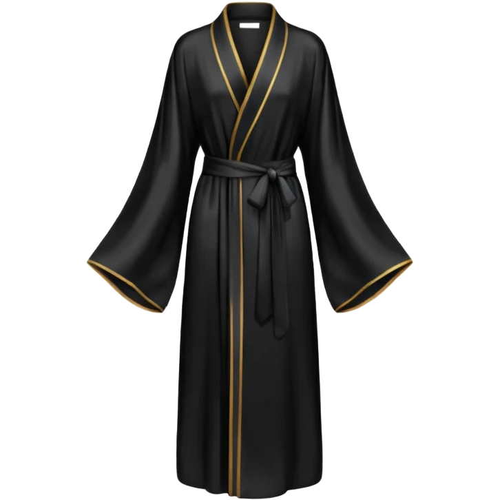 Plain Black silk long robe, extra long sleeves, high definition emoji