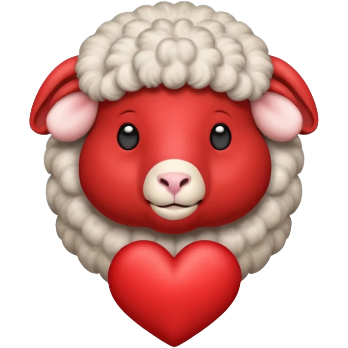 make an emoji with a red sheep. but make a sheep with a heart. but make it more animated like from animated movie and make it different from sheep you’ve made before  emoji