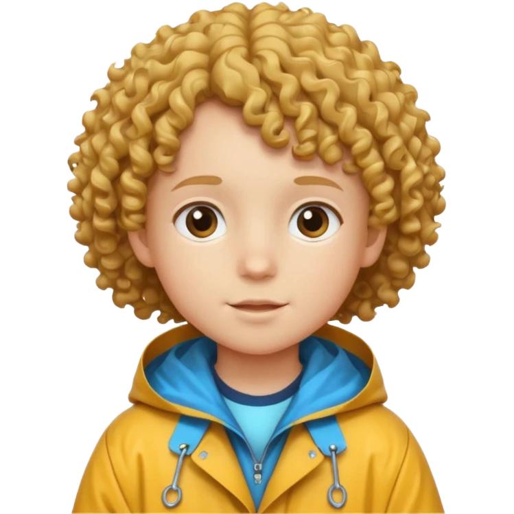 curly hair kid with raincoat emoji