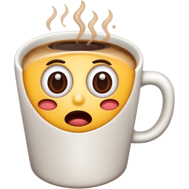 удивлённого смайлика с кофе который хочет застрелится emoji