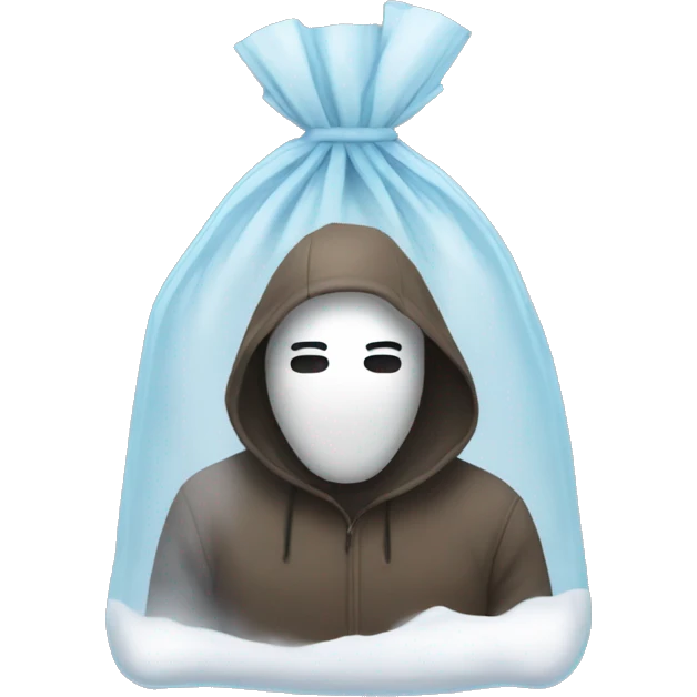 Snow in a see through bag no face emoji