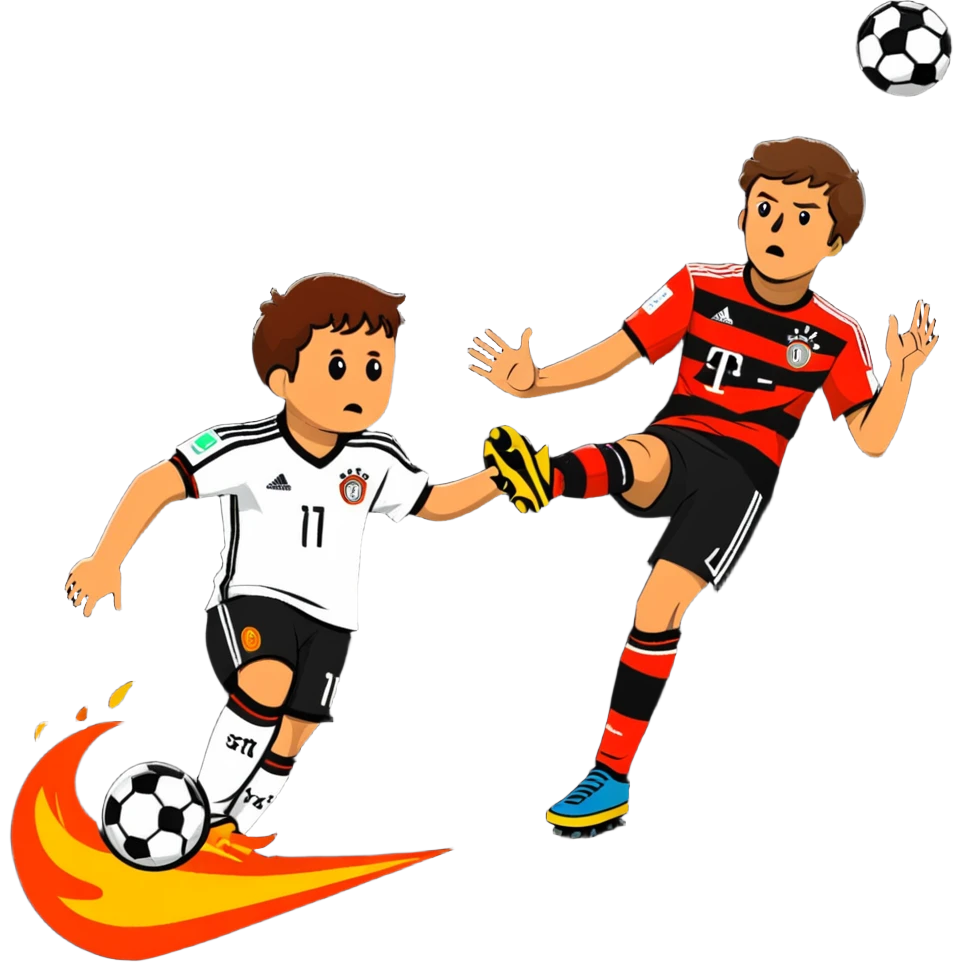 Thomas Müller, der von einem fener Spieler getunnelt wird  emoji