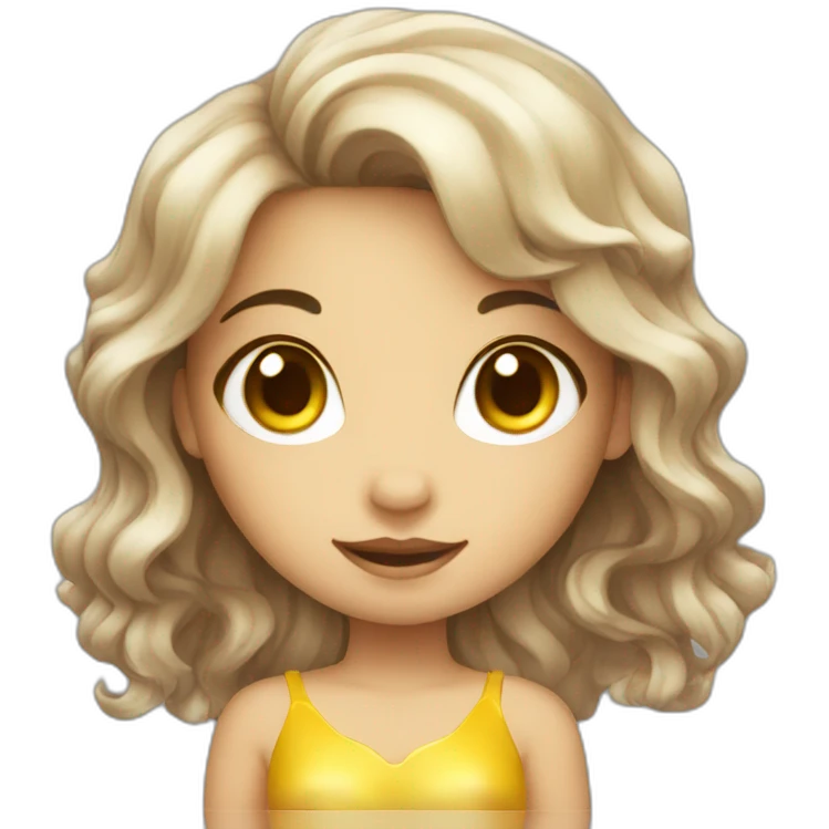 Cute yellow mermaid with brown hair emoji