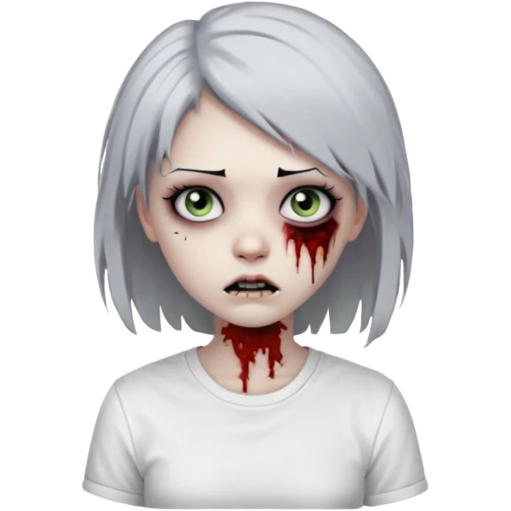 zombie girl with emo hair and white shirt emoji emoji