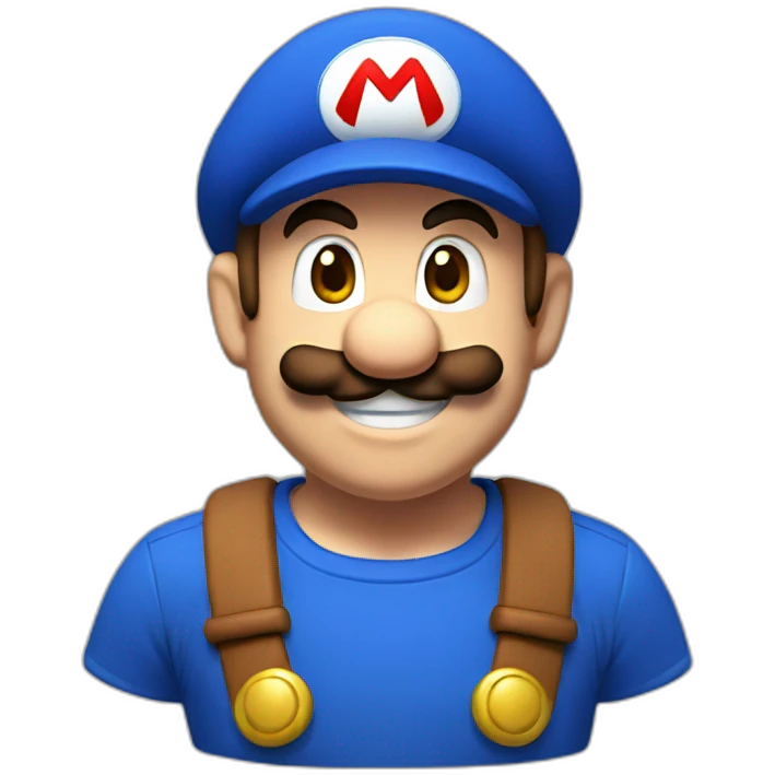 Super mario with a blue hat emoji