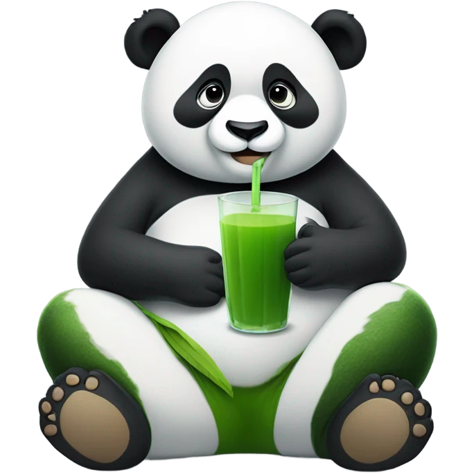 Panda drinking green juice and meditating  emoji