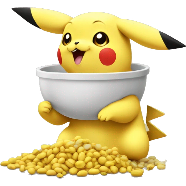 Pikachu eating beans emoji