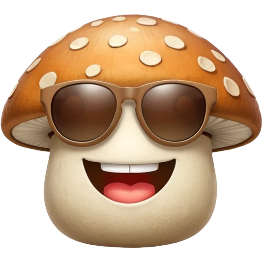 mushroom with sunglasses and a big smile emoji